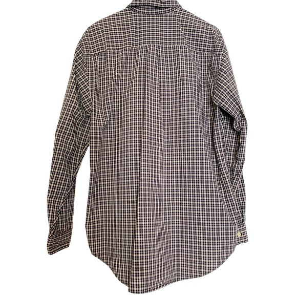 GH Bass Navy Taupe Plaid Button Down Shirt Men's Size Medium - Picture 2 of 7